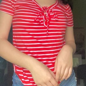 Rue 21 Red & White Short Sleeve